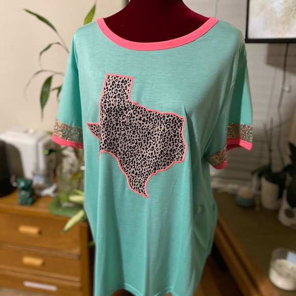 Sequins and Leopard print w/ Texas state design! NWOT - Picture 8 of 9